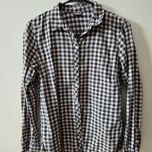 Eddie Bauer Women's Plaid Shirt - Black, White, and Red